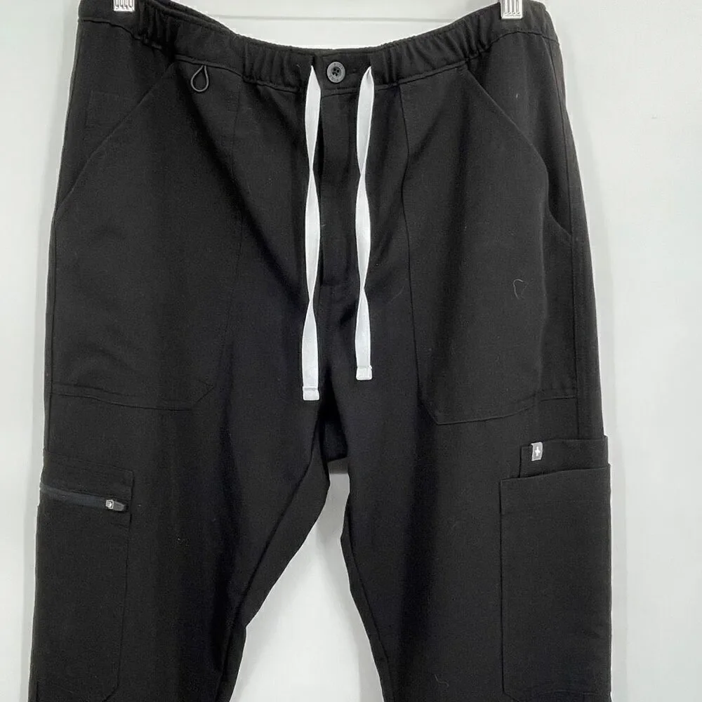 Figs Black Technical Collection Slim Cairo Cargo Scrub Pants Size Large